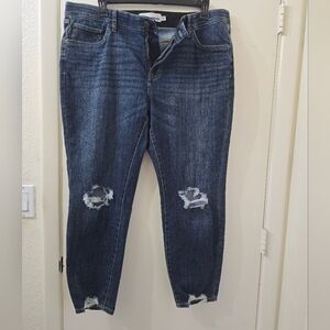 Sonoma Dark Blue Distressed Ankle Jeans